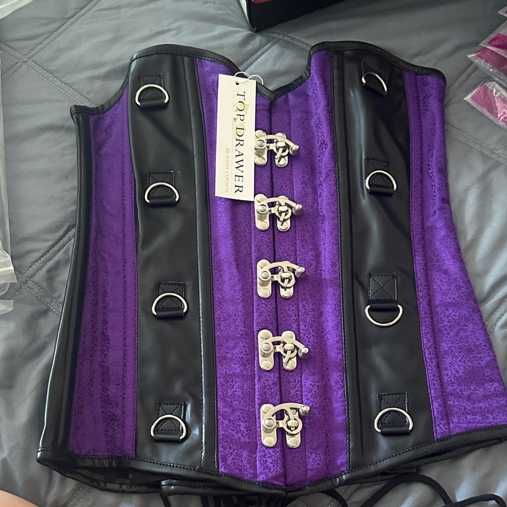 Daisy Corsets Black and Purple Lace-Up Corset